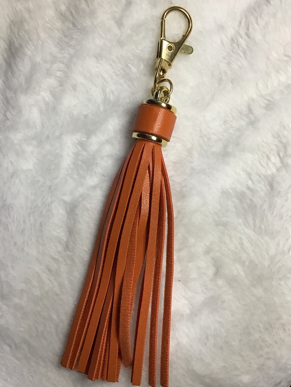 Leather Tassel Keychain - Orange